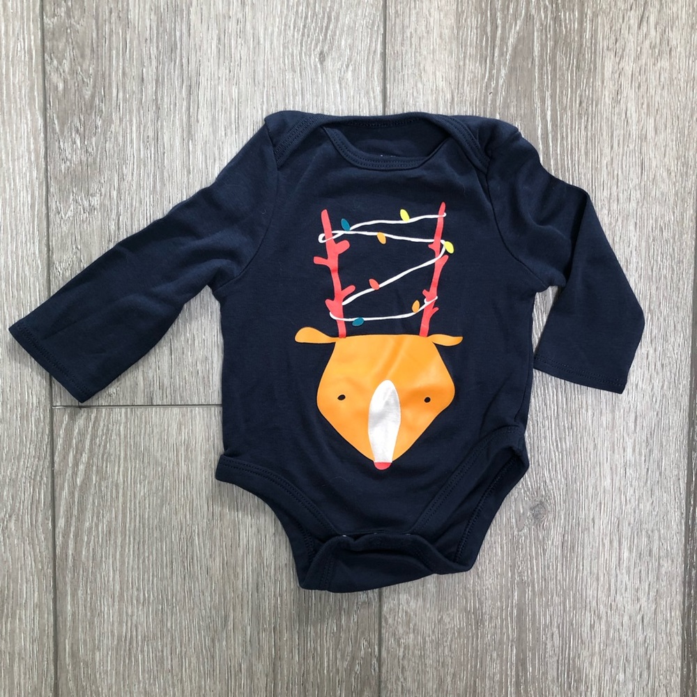 DIP FESTIVE ONESIE NAVY 3-6MO